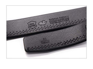 Planet Gates Belts For Men Genuine Leather Cowskin Black Belt Automatic Buckle High Quality Business Male Men's Belts