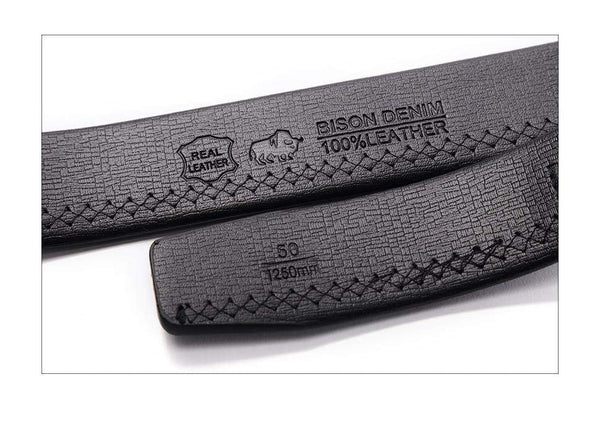 Planet Gates Belts For Men Genuine Leather Cowskin Black Belt Automatic Buckle High Quality Business Male Men's Belts