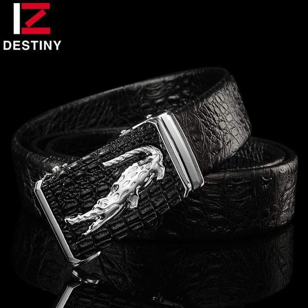 Belts Men High Quality Male Genuine Leather Strap Luxury Famous Brand Logo Crocodile Silver Gold Ceinture Homme