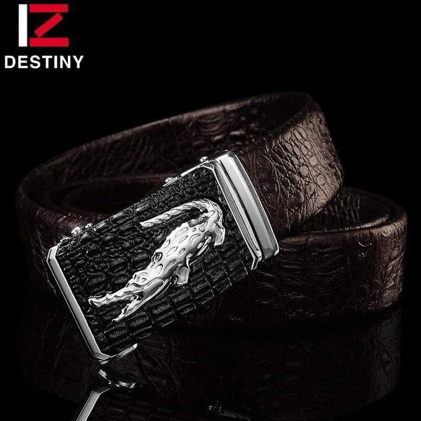 Belts Men High Quality Male Genuine Leather Strap Luxury Famous Brand Logo Crocodile Silver Gold Ceinture Homme