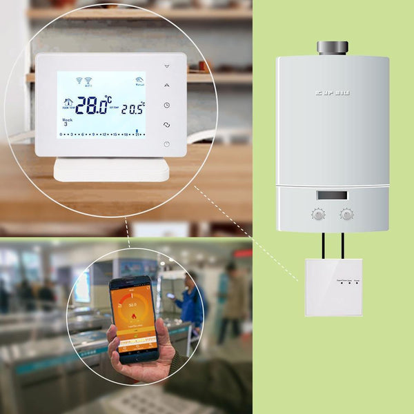 Planet Gates Beok WiFi & RF Wireless Thermostat For Gas Boiler Room Heating Remote Smart Temperature Controller Works With Google Home Alexa (BOT306RF-WIFI 220V-240V)