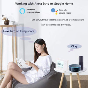 Planet Gates Beok WiFi & RF Wireless Thermostat For Gas Boiler Room Heating Remote Smart Temperature Controller Works With Google Home Alexa (BOT306RF-WIFI 220V-240V)