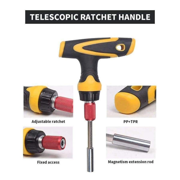 Planet Gates Betals Ratchet Handle Magnetism Extension Rod Scalable T Shape Screwdriver Hand Shank Handle Dismountable Sockets Hand Tools