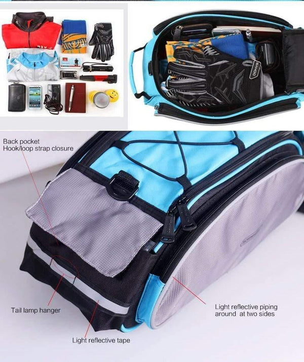 Planet Gates Bicycle 13L Carrier Bag Bike Rack Pannier Trunk Basket Back Seat Shelf Pouch Cycling Luggage Shoulder Handbag 14541