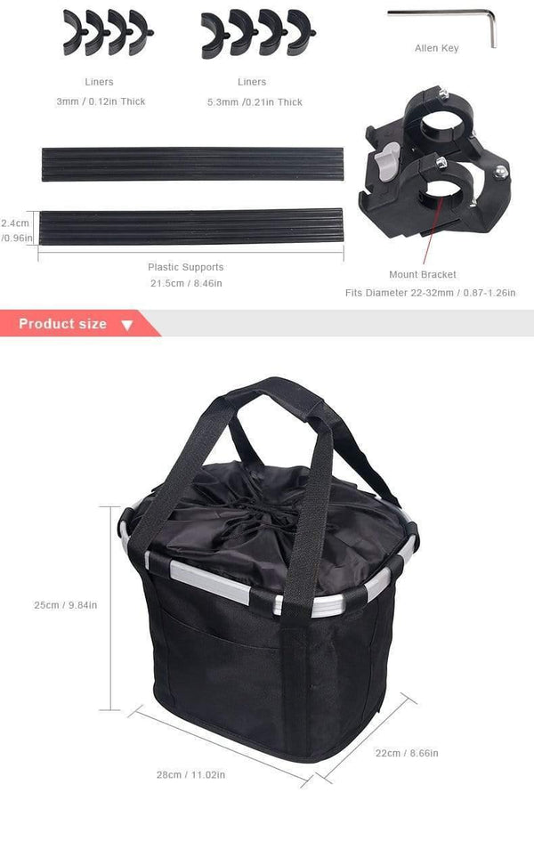 Planet Gates Bicycle Basket Handlebar Pannier Cycling Carryings Holder Bike Riding Pouch Cycle Biking Front Baggage Bag 3.0KG Load