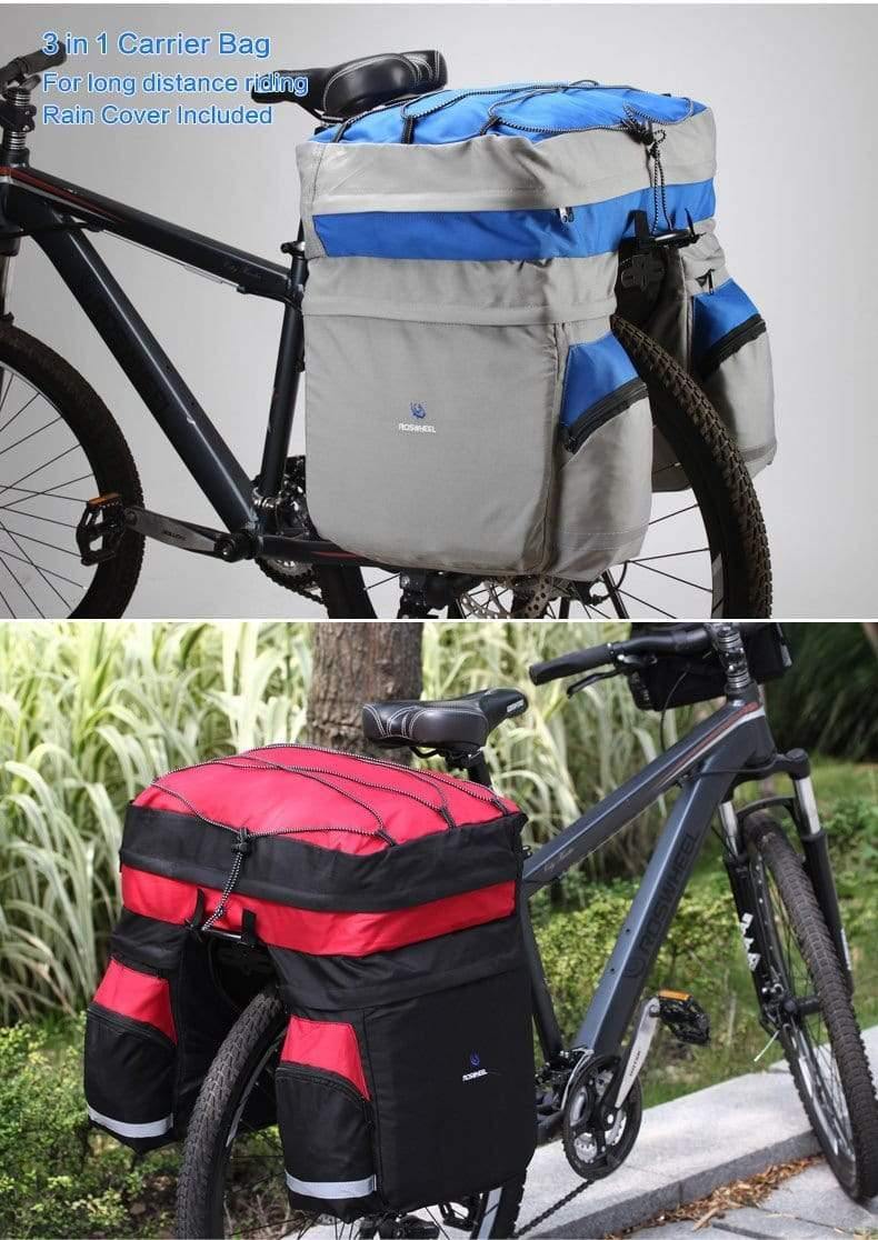 Planet Gates Bicycle Carrier Bag 60L Rear Rack Trunk Bike Luggage Back Seat Pannier Two  Bags Outdoor Cycling Saddle Storage 14590