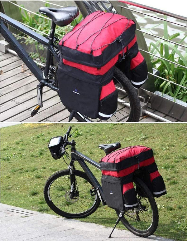 Planet Gates Bicycle Carrier Bag 60L Rear Rack Trunk Bike Luggage Back Seat Pannier Two  Bags Outdoor Cycling Saddle Storage 14590
