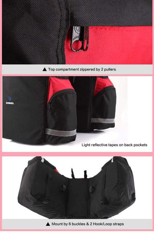 Planet Gates Bicycle Carrier Bag 60L Rear Rack Trunk Bike Luggage Back Seat Pannier Two  Bags Outdoor Cycling Saddle Storage 14590
