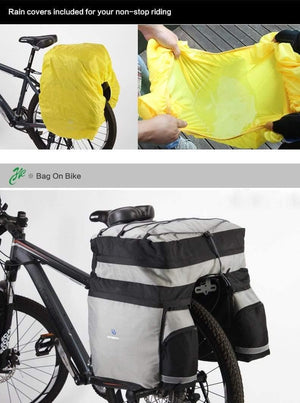 Planet Gates Bicycle Carrier Bag 60L Rear Rack Trunk Bike Luggage Back Seat Pannier Two  Bags Outdoor Cycling Saddle Storage 14590