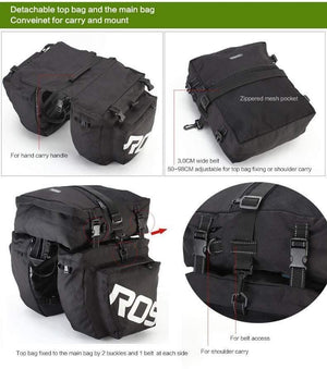 Planet Gates Bicycle Carrier Bag Rear Rack Trunk 37L Bike Luggage Back Seat Pannier 2 Colors 3 Bags Cycling Saddle Storage 14892