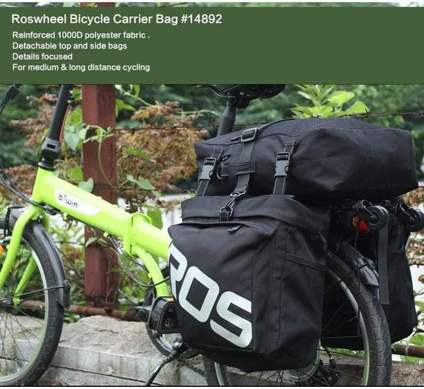 Planet Gates Bicycle Carrier Bag Rear Rack Trunk 37L Bike Luggage Back Seat Pannier 2 Colors 3 Bags Cycling Saddle Storage 14892