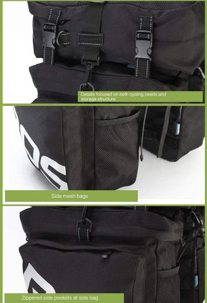 Planet Gates Bicycle Carrier Bag Rear Rack Trunk 37L Bike Luggage Back Seat Pannier 2 Colors 3 Bags Cycling Saddle Storage 14892