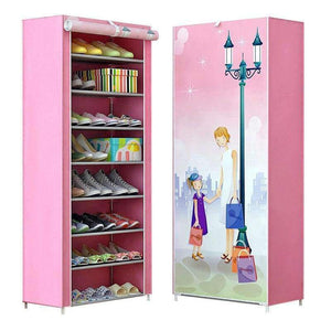 Planet Gates Bicycle girl Shoe cabinet 9-layer 8-grid 3D drawing Non-woven fabrics large Shoe rack organizer removable shoe storage for home furniture