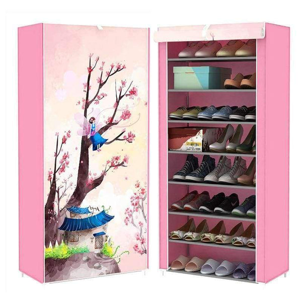 Planet Gates Bicycle girl Shoe cabinet 9-layer 8-grid 3D drawing Non-woven fabrics large Shoe rack organizer removable shoe storage for home furniture