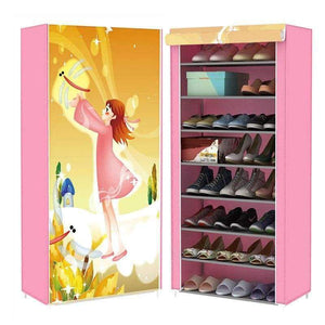Planet Gates Bicycle girl Shoe cabinet 9-layer 8-grid 3D drawing Non-woven fabrics large Shoe rack organizer removable shoe storage for home furniture