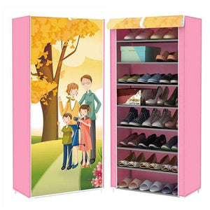 Planet Gates Bicycle girl Shoe cabinet 9-layer 8-grid 3D drawing Non-woven fabrics large Shoe rack organizer removable shoe storage for home furniture