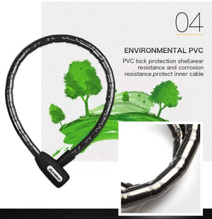 Planet Gates Bicycle Lock Anti-theft Cable Lock 0.85m Waterproof Cycling Motorcycle Cycle MTB Bike Security Lock with Illuminated Key
