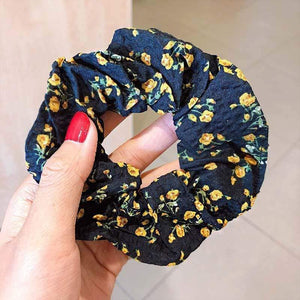 Women Elegant Print Flower Elastic Hair Bands Ponytail Holder Sweet Scrunchie Rubber Bands Hair Holder Fashion Hair Accessories