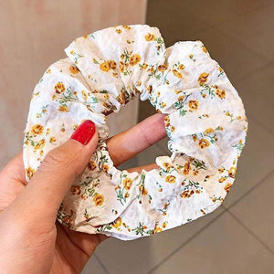 Women Elegant Print Flower Elastic Hair Bands Ponytail Holder Sweet Scrunchie Rubber Bands Hair Holder Fashion Hair Accessories