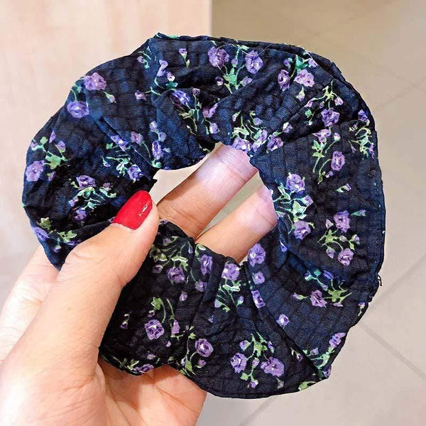 Women Elegant Print Flower Elastic Hair Bands Ponytail Holder Sweet Scrunchie Rubber Bands Hair Holder Fashion Hair Accessories