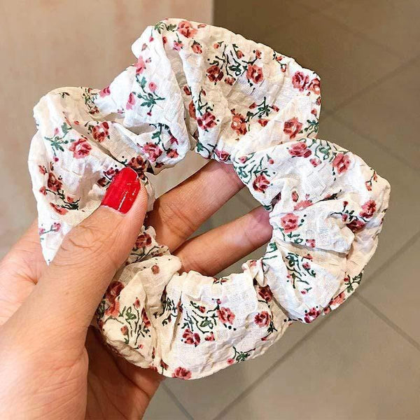 Women Elegant Print Flower Elastic Hair Bands Ponytail Holder Sweet Scrunchie Rubber Bands Hair Holder Fashion Hair Accessories