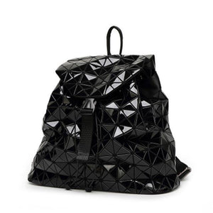 Planet Gates Big Black Women Backpack Diamond Lattice Geometry Quilted School Bag Backpacks For Teenage Girl Luminous School Bags Holographic Mochila