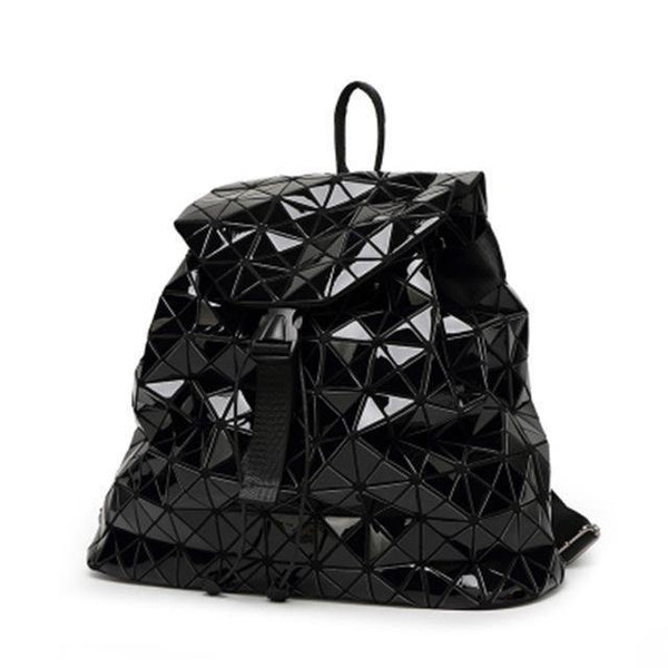 Planet Gates Big Black Women Backpack Diamond Lattice Geometry Quilted School Bag Backpacks For Teenage Girl Luminous School Bags Holographic Mochila