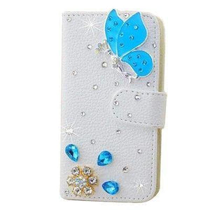 Planet Gates Big Blue Butterfly / PU leather Diamond Flip Leather Phone Case For Huawei P8 LITE 2017/P9 LITE 2017/Honor 8 lite,Wallet Style Cover With Card Slot