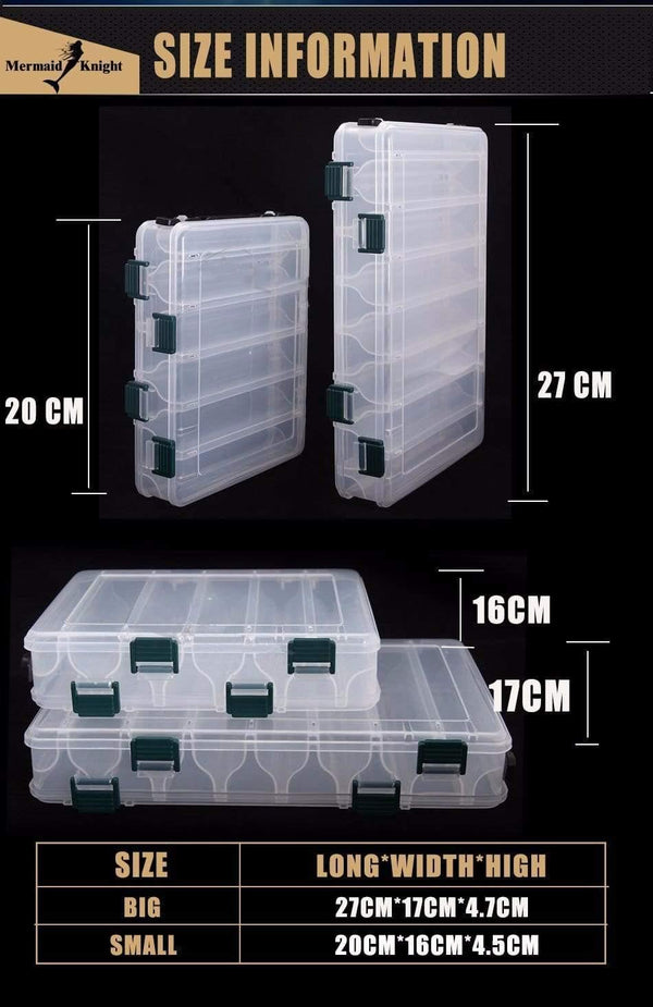Planet Gates BIG Fishing Lure Box Double Sided Spinner Bait Minnow Popper 14 Compartments Fishing Tackle Box