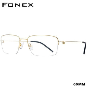 Planet Gates Big Gold Titanium Alloy Optical Glasses Frame Men Half Prescription Eyeglasses Korean Women Myopia Screwless Eyewear 98623