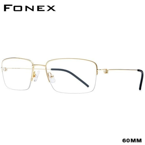 Planet Gates Big Gold Titanium Alloy Optical Glasses Frame Men Half Prescription Eyeglasses Korean Women Myopia Screwless Eyewear 98623