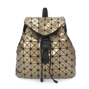 Planet Gates Big Golden Women Backpack Diamond Lattice Geometry Quilted School Bag Backpacks For Teenage Girl Luminous School Bags Holographic Mochila