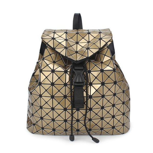 Planet Gates Big Golden Women Backpack Diamond Lattice Geometry Quilted School Bag Backpacks For Teenage Girl Luminous School Bags Holographic Mochila