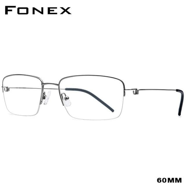 Planet Gates Big Gray Titanium Alloy Optical Glasses Frame Men Half Prescription Eyeglasses Korean Women Myopia Screwless Eyewear 98623