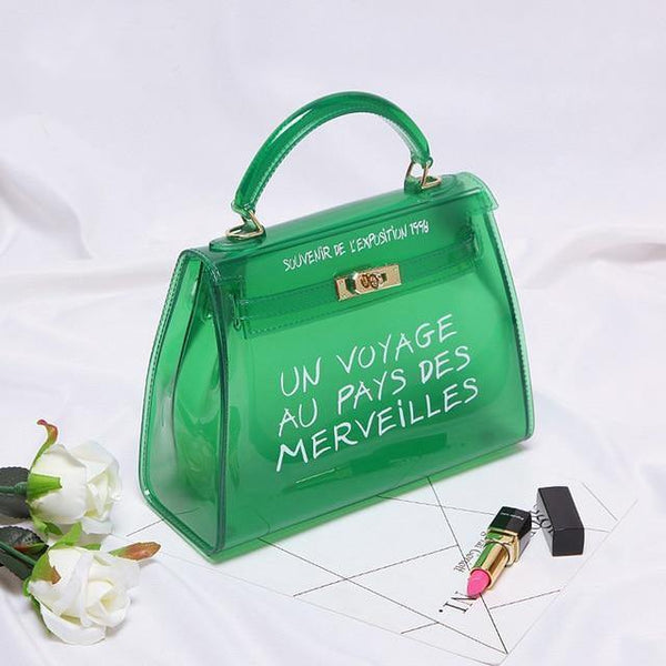 Planet Gates Big green Transparent PVC Women Messenger Bag Luxury Handbags Women Bags Designer Jelly Purse sac a main Bolsa Brand Leather Handbag