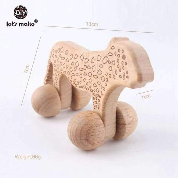 Puzzle Toys Intellectual Of Children Montessori Toys Set Nursing Wooden Wooden Rattles Baby Fun And Interesting Toys - Big Leopard Car