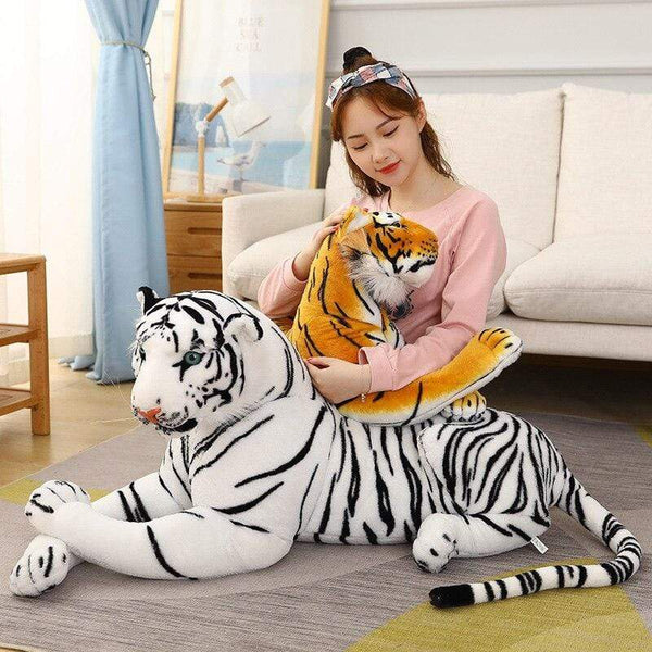 Planet Gates Big Lifelike Tiger Panther Plush Toy Soft Stuffed Animals Simulation White Tiger Jaguar Doll Children Kids Birthday Gift