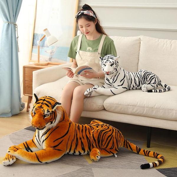 Planet Gates Big Lifelike Tiger Panther Plush Toy Soft Stuffed Animals Simulation White Tiger Jaguar Doll Children Kids Birthday Gift