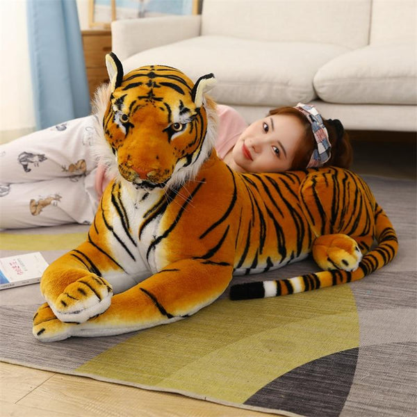 Planet Gates Big Lifelike Tiger Panther Plush Toy Soft Stuffed Animals Simulation White Tiger Jaguar Doll Children Kids Birthday Gift