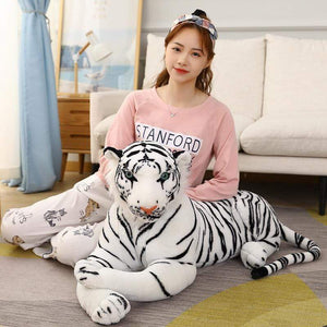 Planet Gates Big Lifelike Tiger Panther Plush Toy Soft Stuffed Animals Simulation White Tiger Jaguar Doll Children Kids Birthday Gift