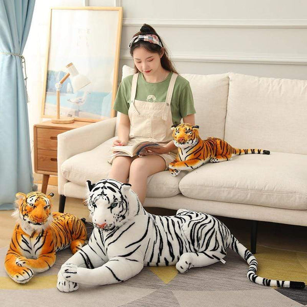 Planet Gates Big Lifelike Tiger Panther Plush Toy Soft Stuffed Animals Simulation White Tiger Jaguar Doll Children Kids Birthday Gift