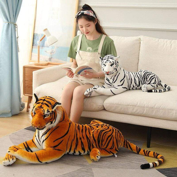 Planet Gates Big Lifelike Tiger Panther Plush Toy Soft Stuffed Animals Simulation White Tiger Jaguar Doll Children Kids Birthday Gift