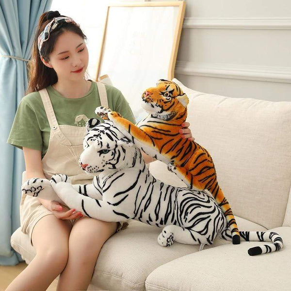 Planet Gates Big Lifelike Tiger Panther Plush Toy Soft Stuffed Animals Simulation White Tiger Jaguar Doll Children Kids Birthday Gift