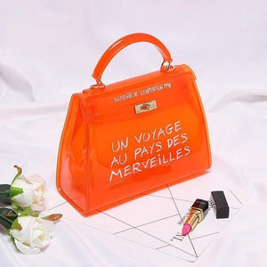 Planet Gates Big orange Transparent PVC Women Messenger Bag Luxury Handbags Women Bags Designer Jelly Purse sac a main Bolsa Brand Leather Handbag