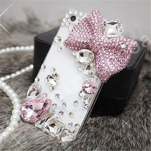 Planet Gates Big Pink Bow / For iPhone 8 Luxury Crystal Hard PC Beautiful Bling Beads Elegant Cover For Apple iPhone 6 Plus 5.5"iPhone 6 6S 4.7'iPhone 7 7Plus