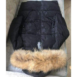 Planet Gates big real fur collar 7 / M Winter Jacket Women Raccoon Fur Collar Hooded Thick For Womens Jackets And Coats Winter Parka For Female