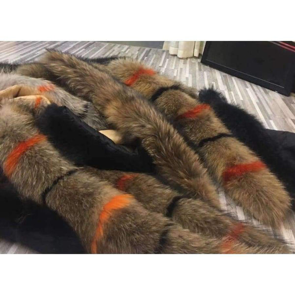 Planet Gates big real fur collar 9 / M Winter Jacket Women Raccoon Fur Collar Hooded Thick For Womens Jackets And Coats Winter Parka For Female