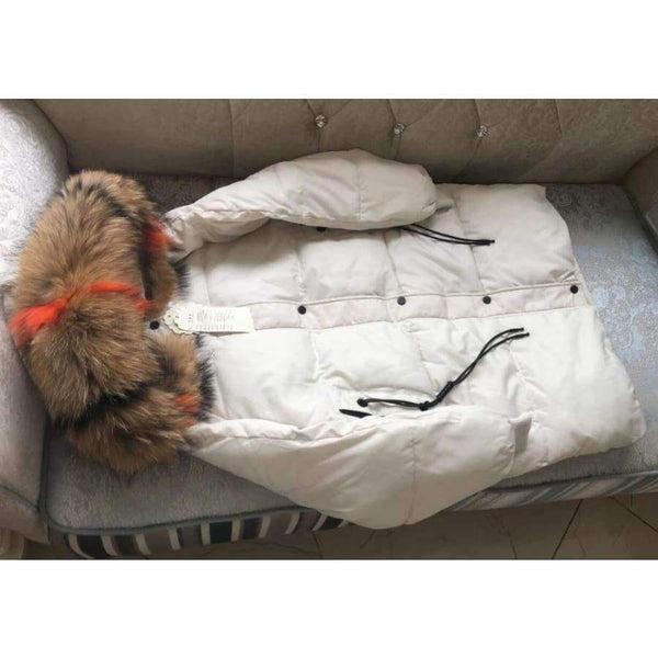 Planet Gates big real fur collar 9 / M Winter Jacket Women Raccoon Fur Collar Hooded Thick For Womens Jackets And Coats Winter Parka For Female