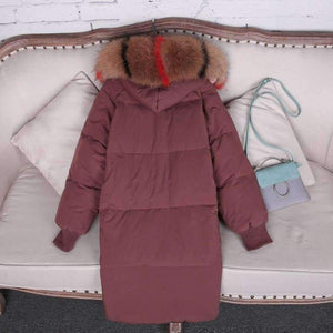 Planet Gates big real fur collar 9 / M Winter Jacket Women Raccoon Fur Collar Hooded Thick For Womens Jackets And Coats Winter Parka For Female