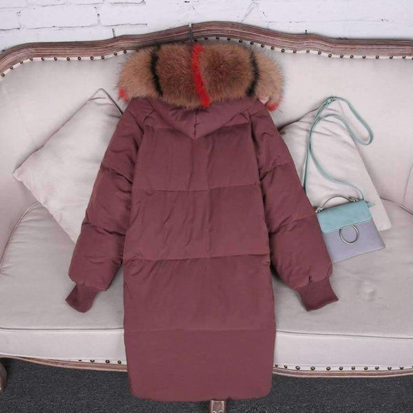 Planet Gates big real fur collar 9 / M Winter Jacket Women Raccoon Fur Collar Hooded Thick For Womens Jackets And Coats Winter Parka For Female